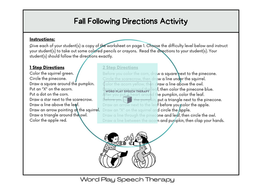 Fall Following Directions Activity