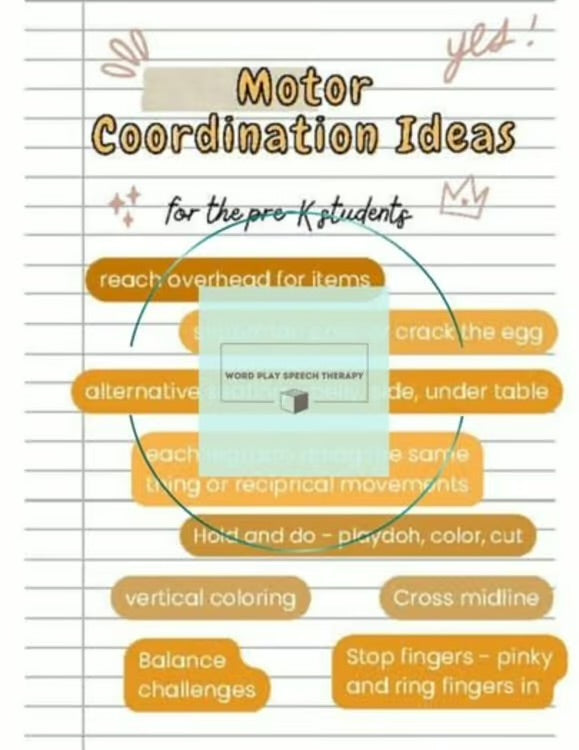 Motor Coordination Printable for Preschool