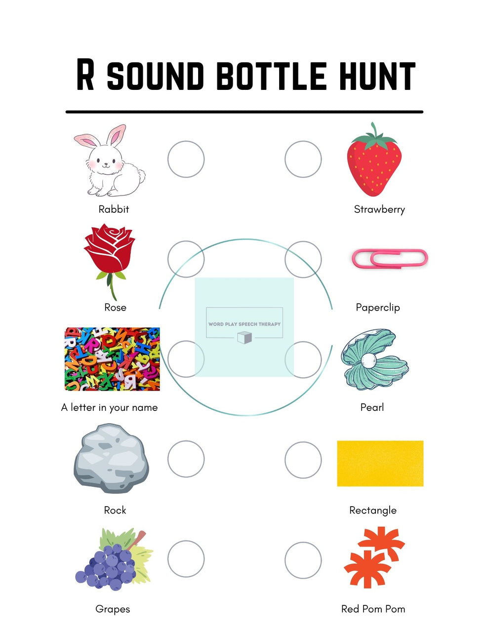 R Sound Bottle Hunt Printable – Word Play Speech Therapy