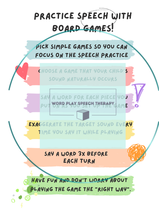 Speech Practice Tips for Board Games for Parents/Teachers